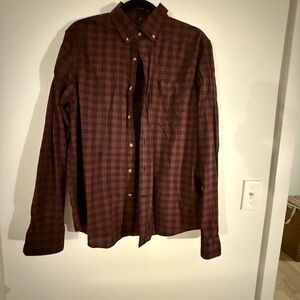 Banana Republic Men's Dark Brown Checkered Shirt